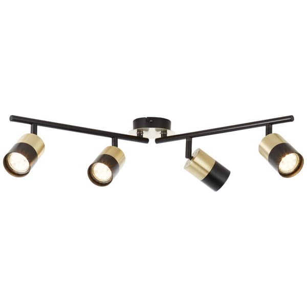 BRILLIANT lampe Maribel spotrør 4-flammer messing børstet / sort | 4x PAR51, GU10, 5W, egnet til reflektorlamper (medfølger ikke) | Skala A ++ til E |