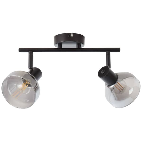 BRILLIANT lampe reflekterer spotrør 2-flammer sort mat / røget glas | 2x D45, E14, 18W, velegnet til dryplamper (medfølger ikke) | Skala A ++ til E |