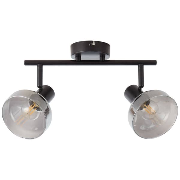 BRILLIANT lampe reflekterer spotrør 2-flammer sort mat / røget glas | 2x D45, E14, 18W, velegnet til dryplamper (medfølger ikke) | Skala A ++ til E |