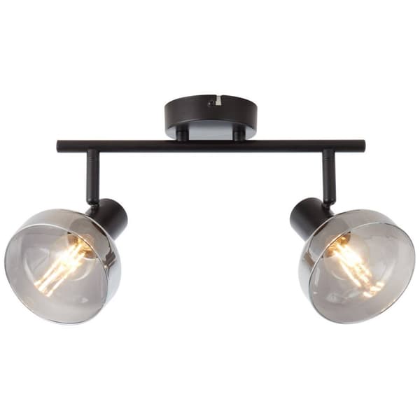 BRILLIANT lampe reflekterer spotrør 2-flammer sort mat / røget glas | 2x D45, E14, 18W, velegnet til dryplamper (medfølger ikke) | Skala A ++ til E |