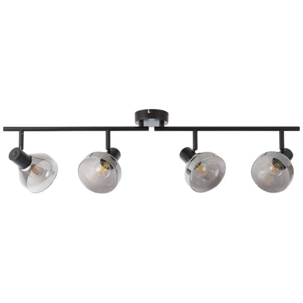 BRILLIANT lampe Reflekterende spotrør 4-flammes sort mat / røget glas | 4x D45, E14, 18W, velegnet til dryplamper (medfølger ikke) | Skala A ++ til E