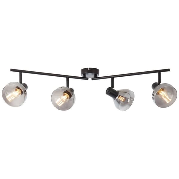 BRILLIANT lampe Reflekterende spotrør 4-flammes sort mat / røget glas | 4x D45, E14, 18W, velegnet til dryplamper (medfølger ikke) | Skala A ++ til E