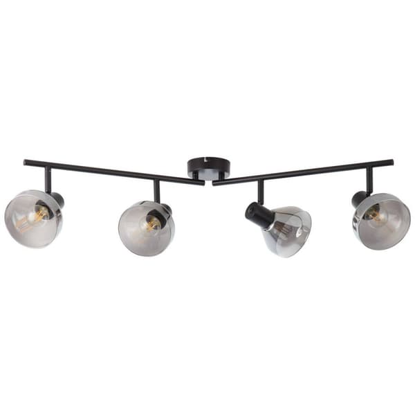 BRILLIANT lampe Reflekterende spotrør 4-flammes sort mat / røget glas | 4x D45, E14, 18W, velegnet til dryplamper (medfølger ikke) | Skala A ++ til E
