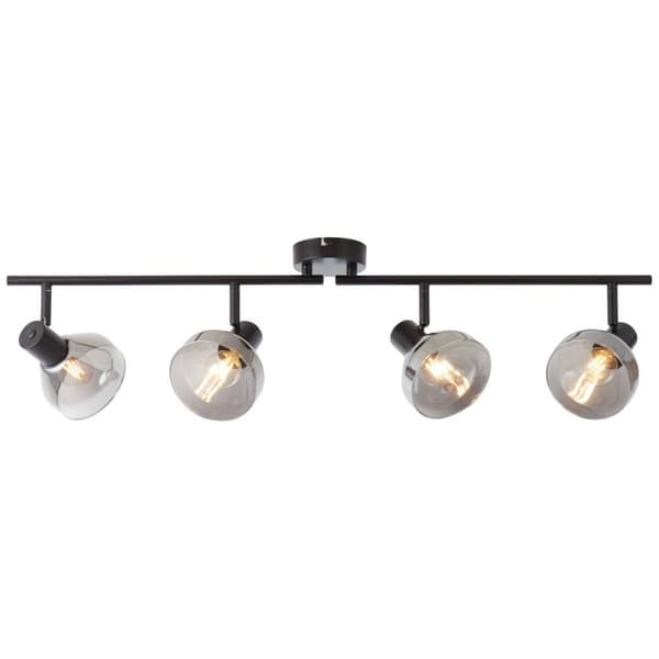 BRILLIANT lampe Reflekterende spotrør 4-flammes sort mat / røget glas | 4x D45, E14, 18W, velegnet til dryplamper (medfølger ikke) | Skala A ++ til E