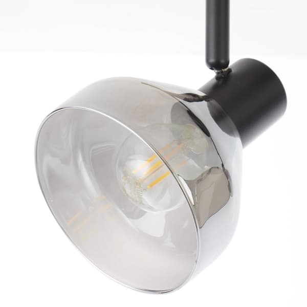 BRILLIANT lampe Reflekterende spotrør 4-flammes sort mat / røget glas | 4x D45, E14, 18W, velegnet til dryplamper (medfølger ikke) | Skala A ++ til E