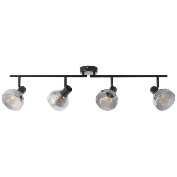 BRILLIANT lampe Reflekterende spotrør 4-flammes sort mat / røget glas | 4x D45, E14, 18W, velegnet til dryplamper (medfølger ikke) | Skala A ++ til E