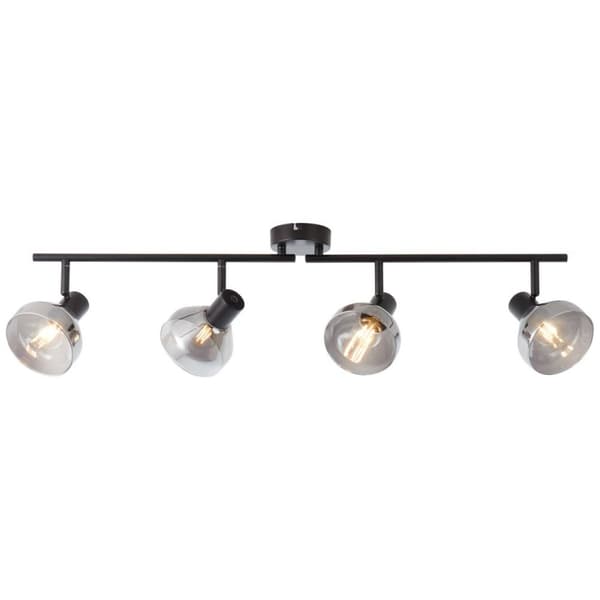 BRILLIANT lampe Reflekterende spotrør 4-flammes sort mat / røget glas | 4x D45, E14, 18W, velegnet til dryplamper (medfølger ikke) | Skala A ++ til E