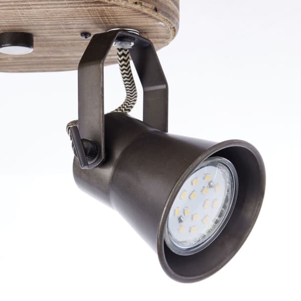 BRILLIANT lampa Seed round spotlight 2-flames black steel / light wood | 2x PAR51, GU10, 5W, lämplig för reflektorlampor (ingår ej) | Skala A ++ till
