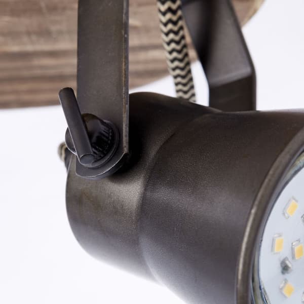 BRILLIANT lampa Seed round spotlight 2-flames black steel / light wood | 2x PAR51, GU10, 5W, lämplig för reflektorlampor (ingår ej) | Skala A ++ till