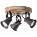 Miniatyrbillede 3 af 11: BRILLIANT lampe Seed rund spotlight 3-flammet sort stål / lyst træ | 3x PAR51, GU10, 5W, velegnet til reflektorlamper (medfølger ikke) | Skala A ++ ti