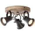 Miniatyrbillede 10 af 11: BRILLIANT lampe Seed rund spotlight 3-flammet sort stål / lyst træ | 3x PAR51, GU10, 5W, velegnet til reflektorlamper (medfølger ikke) | Skala A ++ ti