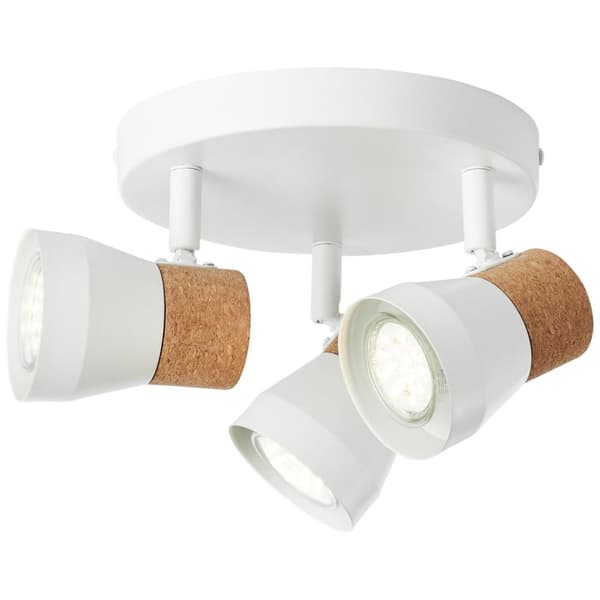 BRILLIANT lampa Moka rund spotlight 3-flammor vit matt / brun | 3x PAR51, GU10, 10W, lämplig för reflektorlampor (ingår ej) | Skala A ++ till E | Svän