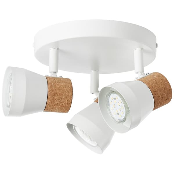 BRILLIANT lampa Moka rund spotlight 3-flammor vit matt / brun | 3x PAR51, GU10, 10W, lämplig för reflektorlampor (ingår ej) | Skala A ++ till E | Svän