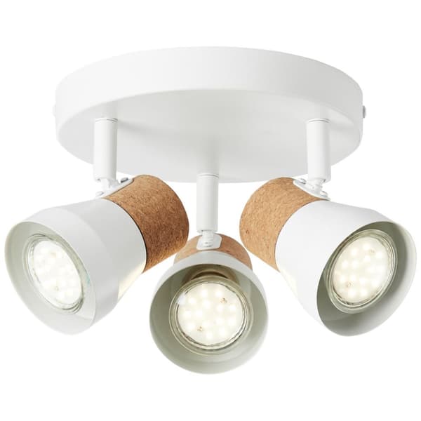 BRILLIANT lampa Moka rund spotlight 3-flammor vit matt / brun | 3x PAR51, GU10, 10W, lämplig för reflektorlampor (ingår ej) | Skala A ++ till E | Svän