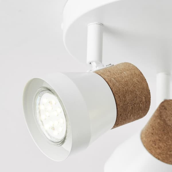 BRILLIANT lampa Moka rund spotlight 3-flammor vit matt / brun | 3x PAR51, GU10, 10W, lämplig för reflektorlampor (ingår ej) | Skala A ++ till E | Svän