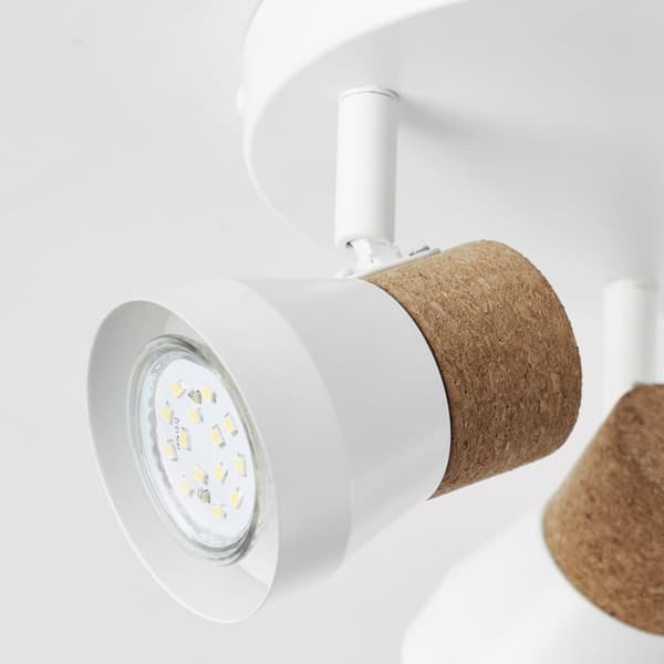 BRILLIANT lampa Moka rund spotlight 3-flammor vit matt / brun | 3x PAR51, GU10, 10W, lämplig för reflektorlampor (ingår ej) | Skala A ++ till E | Svän