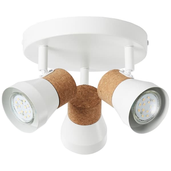 BRILLIANT lampa Moka rund spotlight 3-flammor vit matt / brun | 3x PAR51, GU10, 10W, lämplig för reflektorlampor (ingår ej) | Skala A ++ till E | Svän