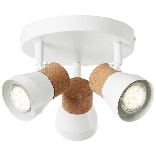 BRILLIANT lampa Moka rund spotlight 3-flammor vit matt / brun | 3x PAR51, GU10, 10W, lämplig för reflektorlampor (ingår ej) | Skala A ++ till E | Svän