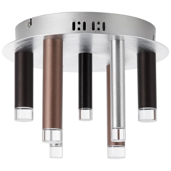 BRILLIANT lamppu cembalo LED kattovalaisin 7-liekki ruskea / kahvi | 7x 4W integroitu LED, 365lm, 3000K | Himmennettävä kolmessa vaiheessa seinäkytkim