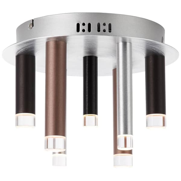BRILLIANT lamppu cembalo LED kattovalaisin 7-liekki ruskea / kahvi | 7x 4W integroitu LED, 365lm, 3000K | Himmennettävä kolmessa vaiheessa seinäkytkim