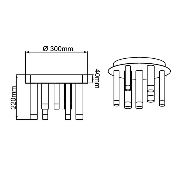 BRILLIANT lampa cembalo LED-taklampa 9-lågor alu / svart / brun | 9x 4W LED integrerad, 300lm, 3000K | Dimbar i tre steg via väggomkopplare | Energibe