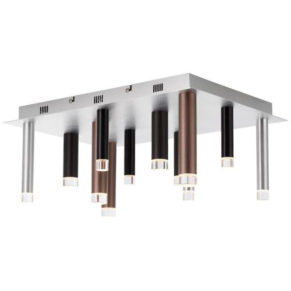 BRILLIANT lampe cembalo LED loftslampe firkantet 12-flammer brun / kaffe | 12x 4W LED integreret, 306lm, 3000K | Dæmpbar i tre trin via vægkontakt | E