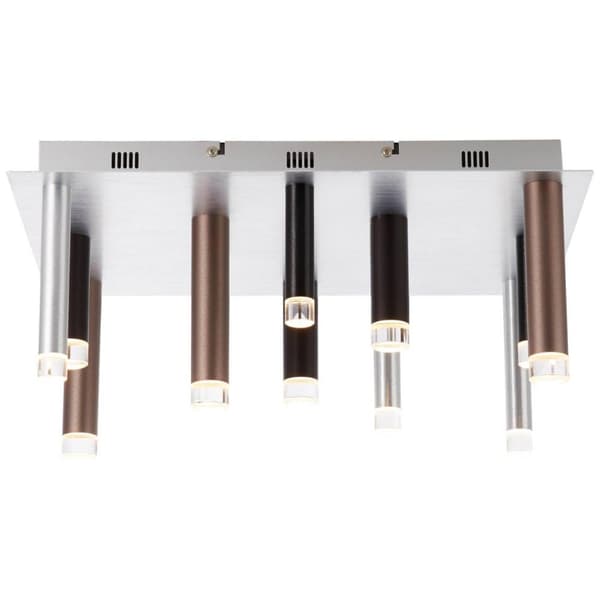 BRILLIANT lampe cembalo LED loftslampe firkantet 12-flammer brun / kaffe | 12x 4W LED integreret, 306lm, 3000K | Dæmpbar i tre trin via vægkontakt | E