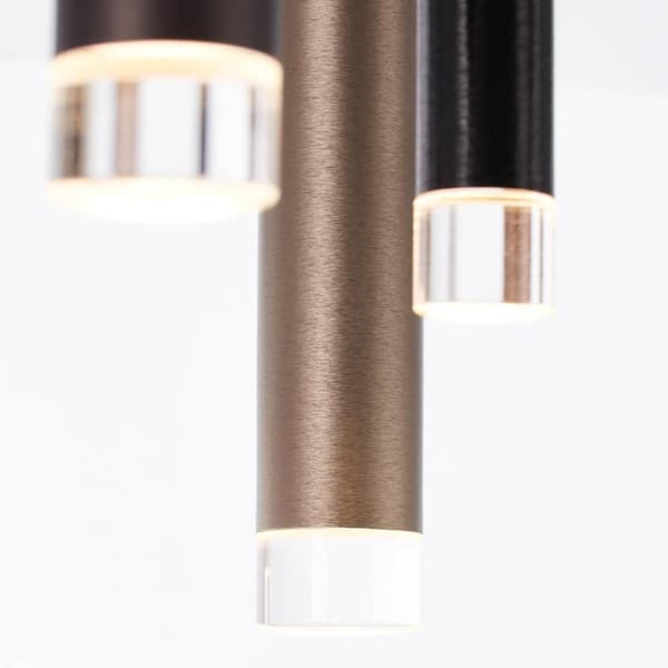 BRILLIANT lampe cembalo LED loftslampe firkantet 12-flammer brun / kaffe | 12x 4W LED integreret, 306lm, 3000K | Dæmpbar i tre trin via vægkontakt | E