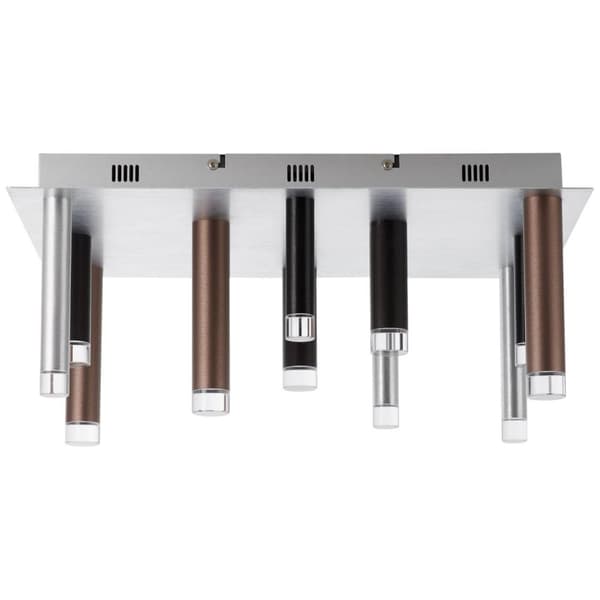 BRILLIANT lampe cembalo LED loftslampe firkantet 12-flammer brun / kaffe | 12x 4W LED integreret, 306lm, 3000K | Dæmpbar i tre trin via vægkontakt | E