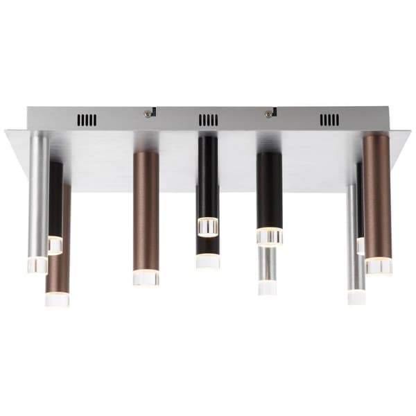 BRILLIANT lampe cembalo LED loftslampe firkantet 12-flammer brun / kaffe | 12x 4W LED integreret, 306lm, 3000K | Dæmpbar i tre trin via vægkontakt | E