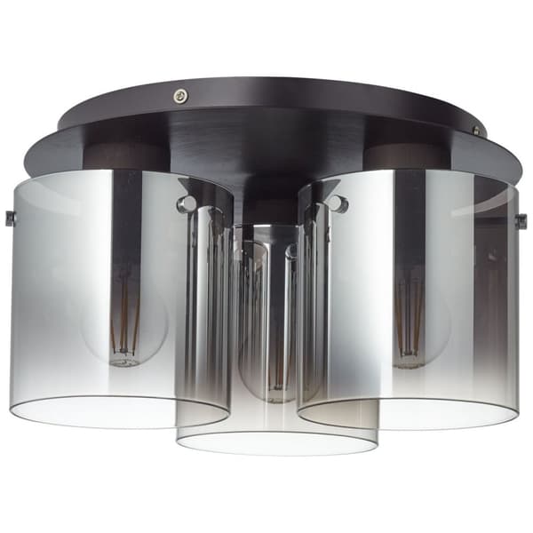BRILLIANT lampe Beth loftslampe 35 cm sort / røget glas | 3x A60, E27, 60W, gf normale lamper n, Ent, | Velegnet til LED-lamper | Dæmpbar ved brug af