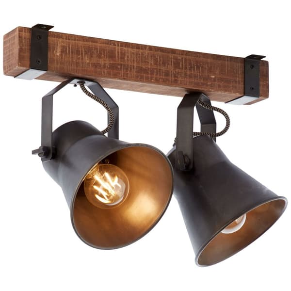 BRILLIANT lampa Plogstång 2-flammar svart stål | 2x A60, E27, 10W, gf normala lampor n, Ent, | Svängbara huvuden | Lämplig för LED-lampor