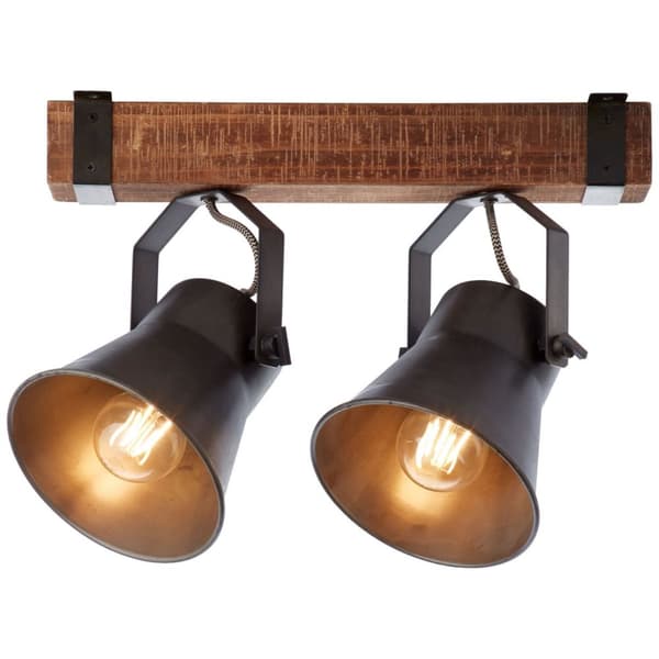 BRILLIANT lampa Plogstång 2-flammar svart stål | 2x A60, E27, 10W, gf normala lampor n, Ent, | Svängbara huvuden | Lämplig för LED-lampor