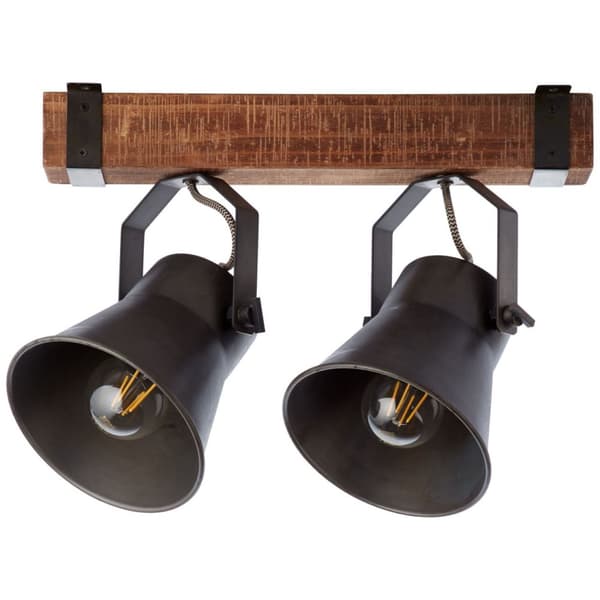 BRILLIANT lampa Plogstång 2-flammar svart stål | 2x A60, E27, 10W, gf normala lampor n, Ent, | Svängbara huvuden | Lämplig för LED-lampor