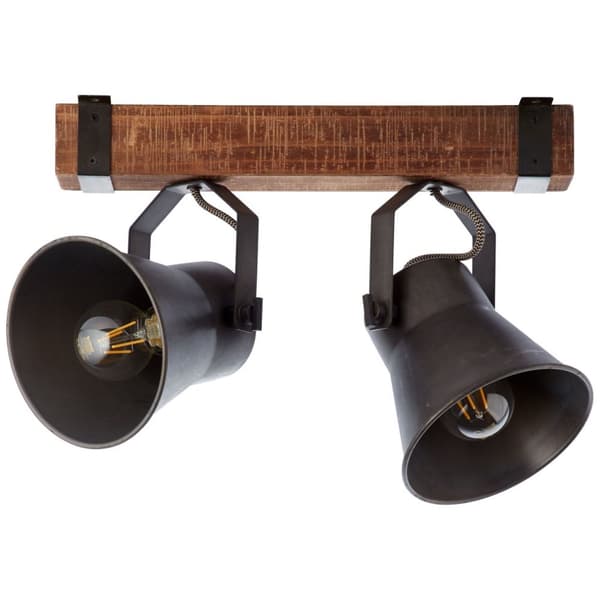 BRILLIANT lampa Plogstång 2-flammar svart stål | 2x A60, E27, 10W, gf normala lampor n, Ent, | Svängbara huvuden | Lämplig för LED-lampor
