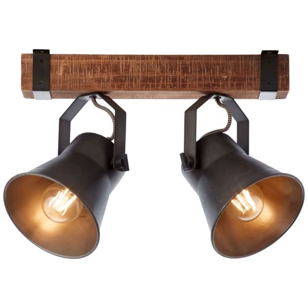 BRILLIANT lampa Plogstång 2-flammar svart stål | 2x A60, E27, 10W, gf normala lampor n, Ent, | Svängbara huvuden | Lämplig för LED-lampor