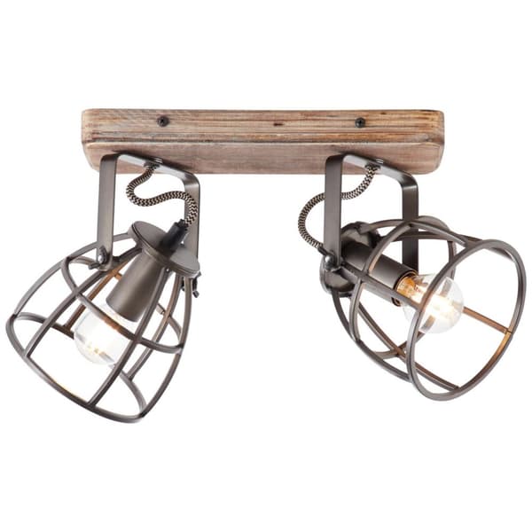 BRILLIANT lampe matrix bejdse stang 2-flamme, sort stål | 2x D45, E14, 40W, velegnet til dryplamper medfølger ikke | Drejehoveder | Velegnet til LED-l