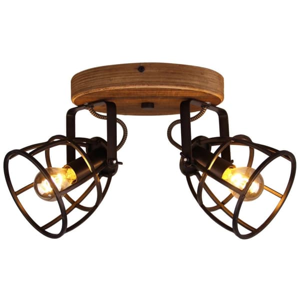 BRILLIANT lampa Matris rund spotlight 2-flammor, svart stål | 2x D45, E14, 40W, lämplig för dropplampor ingår inte | Svängbara huvuden | Lämplig för L