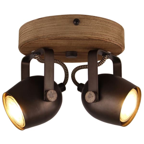 BRILLIANT lampeværktøj rund spotlight 2 flammer, sort stål | 2x PAR51, GU10, 35W, velegnet til reflektorlamper medfølger ikke | Drejehoveder | Velegne