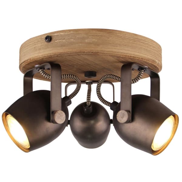 BRILLIANT lampeværktøj rund spotlight 3-flammer, sort stål | 3x PAR51, GU10, 35W, velegnet til reflektorlamper medfølger ikke | Drejehoveder | Velegne