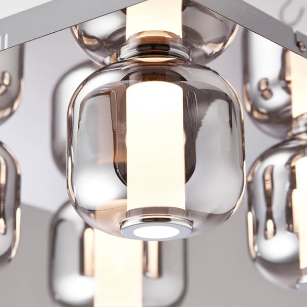 BRILLIANT Rafa LED taklampa 4-lågor krom / rökt glas inre lampor, taklampor, dekorativa | 4x 5,5W LED integrerad, (ljusflöde: 535lm, ljusfärg: 3000K)