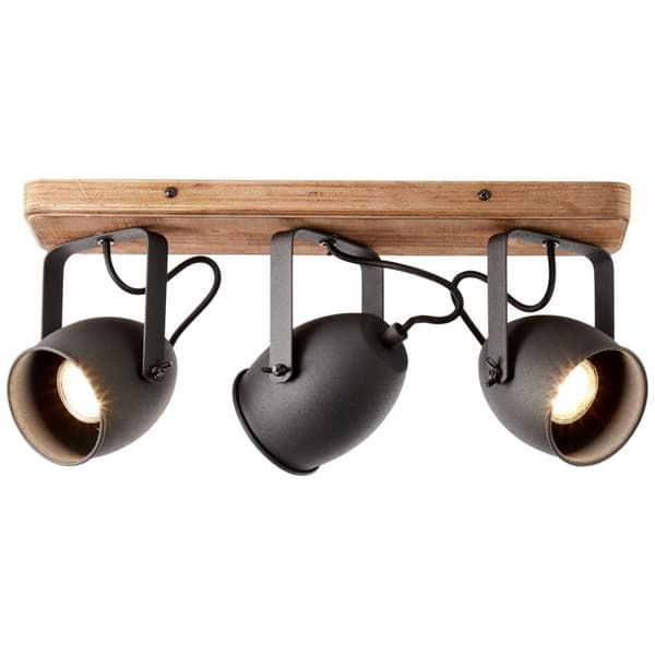BRILLIANT lampe, Crowton spot bar 3-flammer kulsort / træ, metal / træ, 3x PAR51, GU10, 6W, reflektorlamper (medfølger ikke), A ++