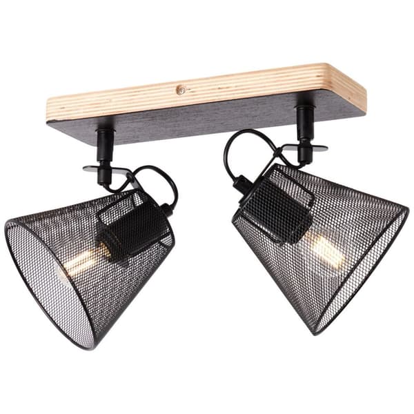 BRILLIANT lamppu, täyspisteen sauva 2-liekki musta / puunvärinen, metalli / puu, 2x D45, E14, 40W, tippalamput (ei sisälly), A ++