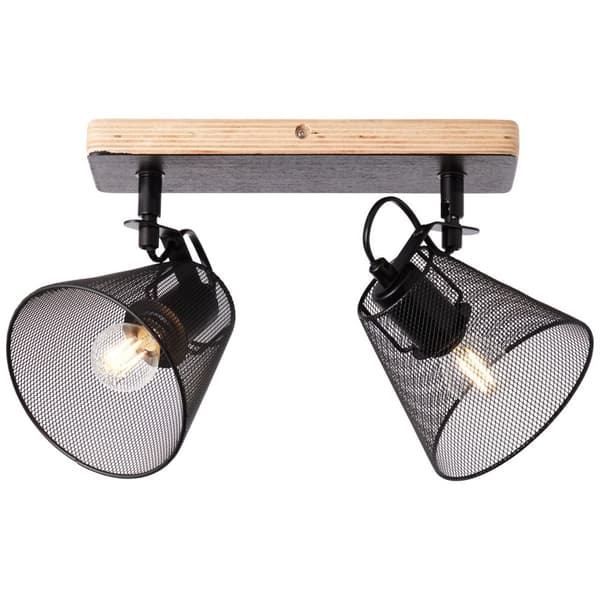 BRILLIANT lamppu, täyspisteen sauva 2-liekki musta / puunvärinen, metalli / puu, 2x D45, E14, 40W, tippalamput (ei sisälly), A ++