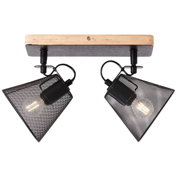 BRILLIANT lamppu, täyspisteen sauva 2-liekki musta / puunvärinen, metalli / puu, 2x D45, E14, 40W, tippalamput (ei sisälly), A ++