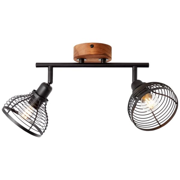 BRILLIANT lampa, Avia spotrör 2-lågor svart / träfärgad, metall / trä, 2x D45, E14, 40W, dropplampor (ingår ej), A ++