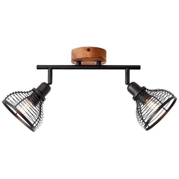 BRILLIANT lampa, Avia spotrör 2-lågor svart / träfärgad, metall / trä, 2x D45, E14, 40W, dropplampor (ingår ej), A ++