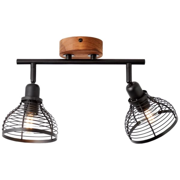 BRILLIANT lampa, Avia spotrör 2-lågor svart / träfärgad, metall / trä, 2x D45, E14, 40W, dropplampor (ingår ej), A ++