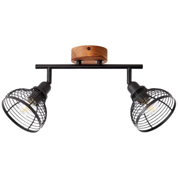 BRILLIANT lampa, Avia spotrör 2-lågor svart / träfärgad, metall / trä, 2x D45, E14, 40W, dropplampor (ingår ej), A ++