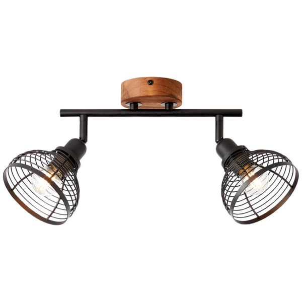 BRILLIANT lampe, Avia spotrør 2-flamme sort / træfarvet, metal / træ, 2x D45, E14, 40W, dryplamper (medfølger ikke), A ++